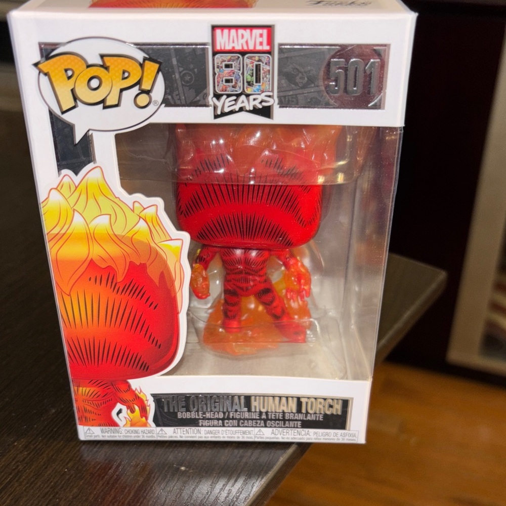 Marvel 80 Years Pop! The Original Human Torch Figure - Red and Orange